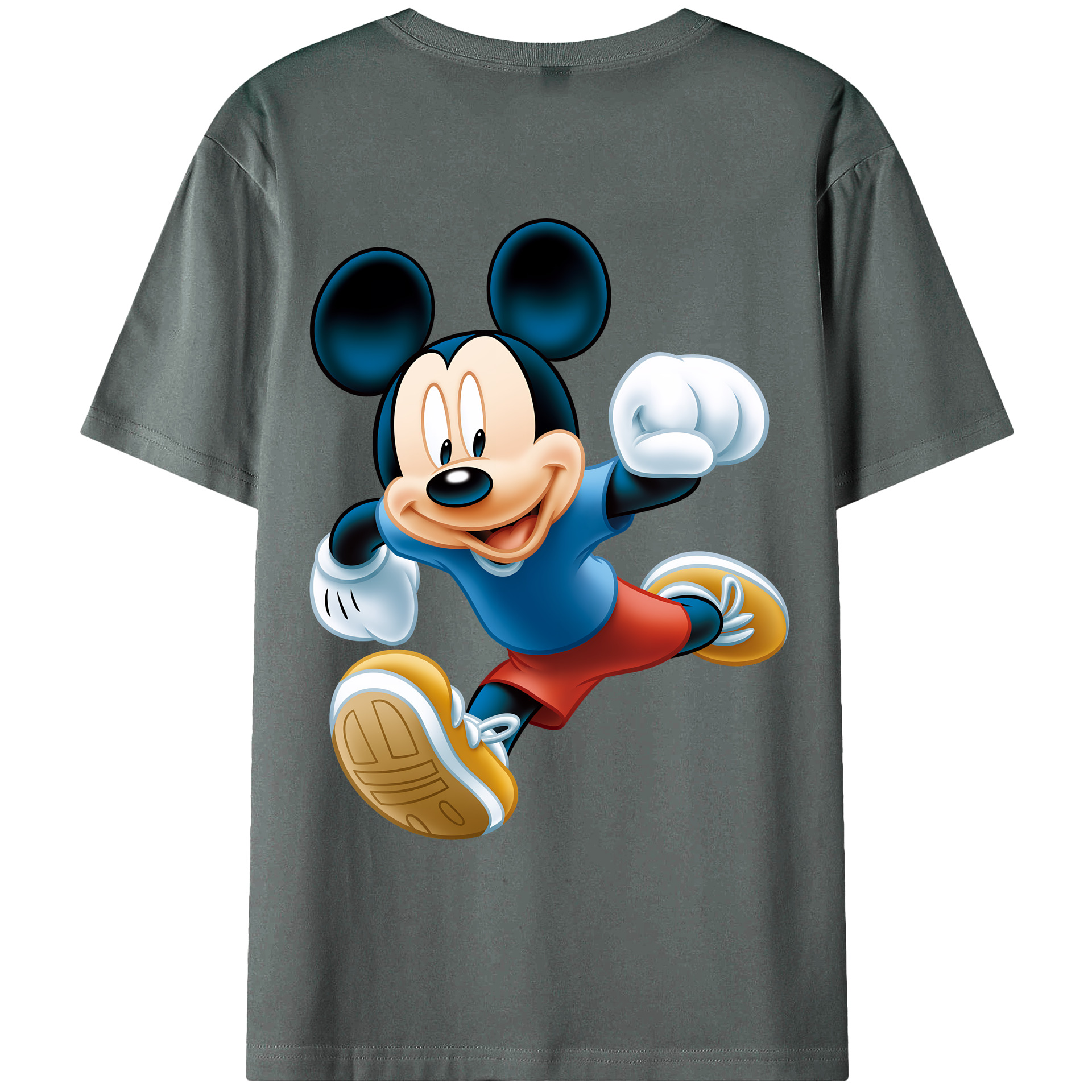 （画像用） ミッキーマウス Mickey Mouse 綿100％ メンズ半袖Tシャツ（バックプリント） 通気性
